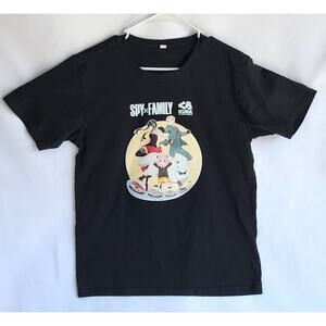 Spy Family X Kura Sushi Black Graphics Tee Sz Kids L (Men's Small)
